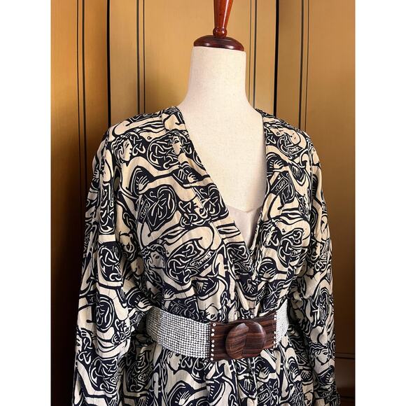 Statement jacket with ethnic print in black and white, size XL - Picture 6 of 6